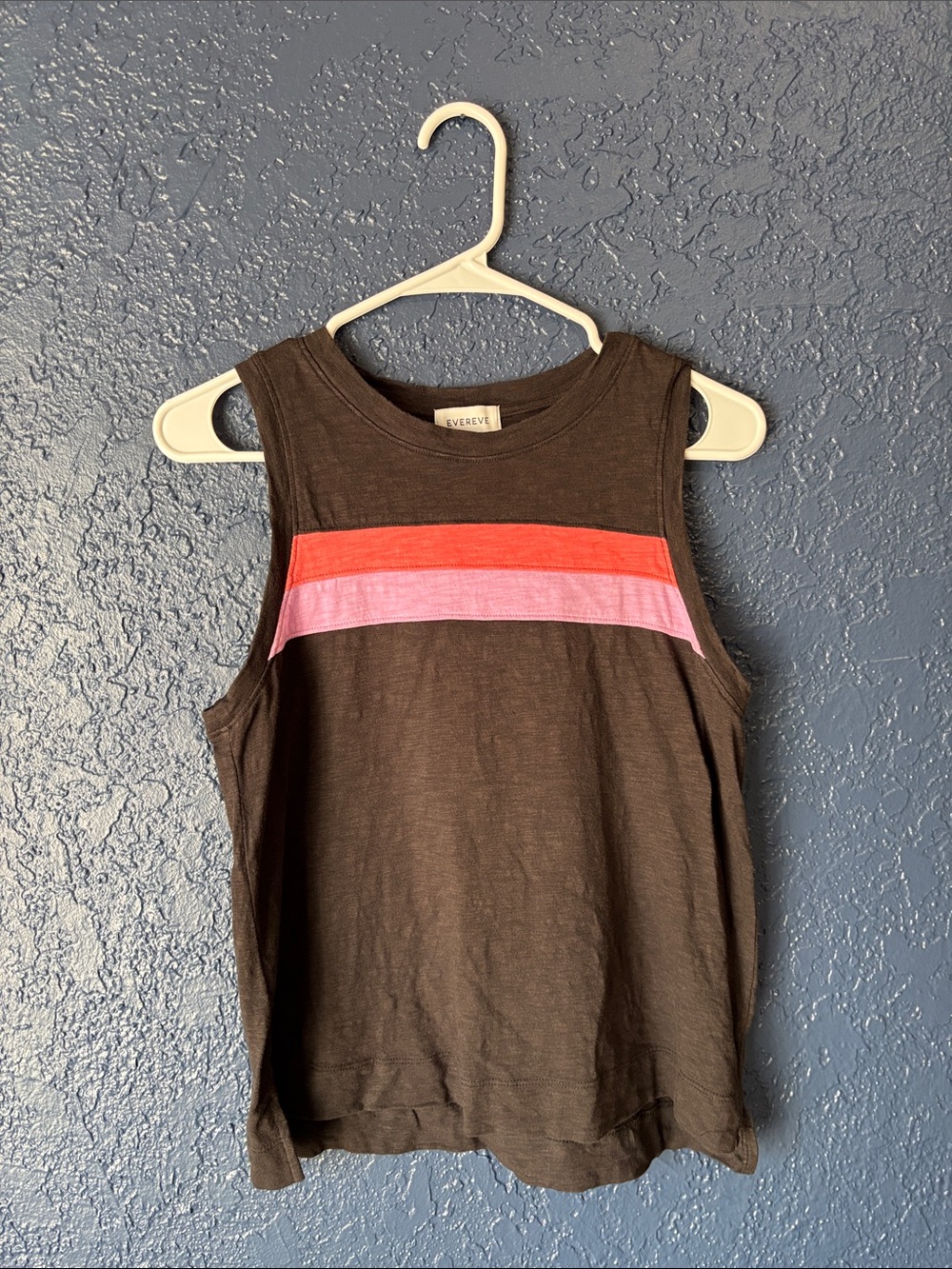 Evereve Black Tank with Pink & Coral Stripe Detail